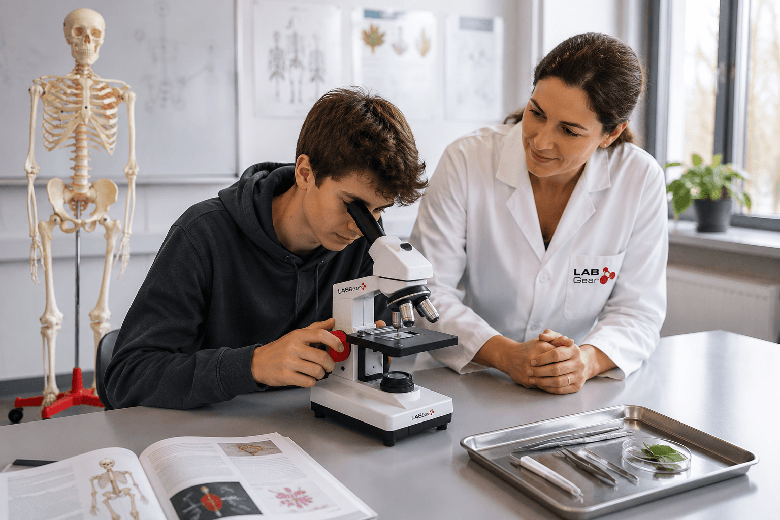 Uczennice i uczniowie na lekcji biologii z LabGear