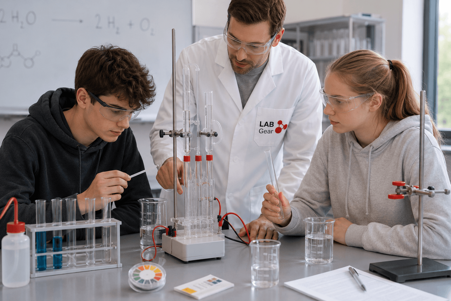 Uczennice i uczniowie na lekcji chemii z LabGear